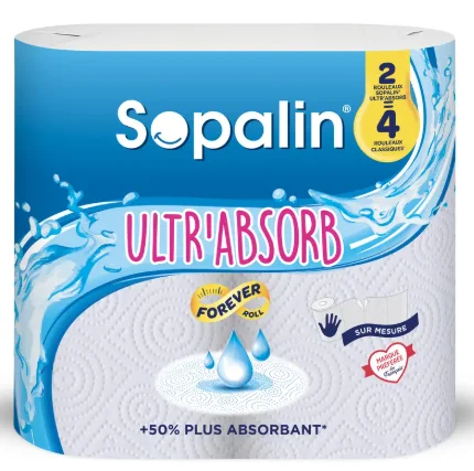 SOPALIN Essuie-tout blanc demi-feuilles ultra absorbant