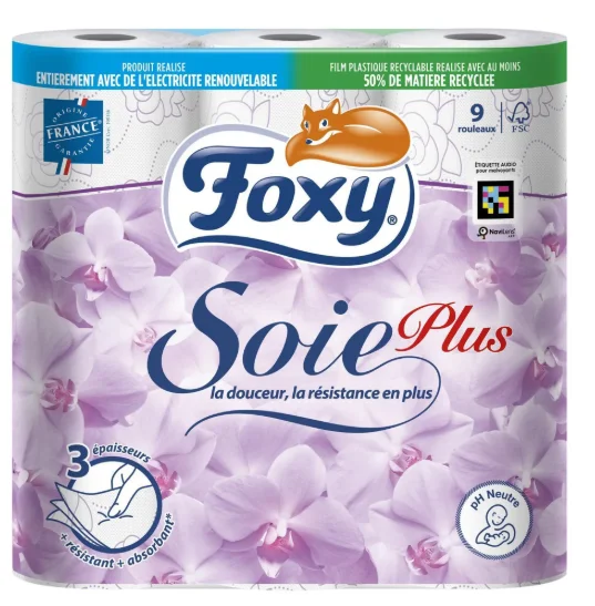 FOXY PAPIER TOILETTE BLANC 3 EPAISSEURS - 9 ROULEAUX