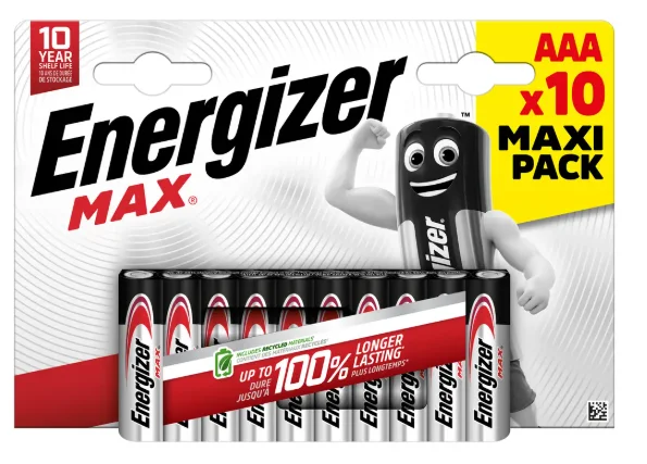 ENERGIZER Lot de 10 piles alcalines MAX AAA/LR03