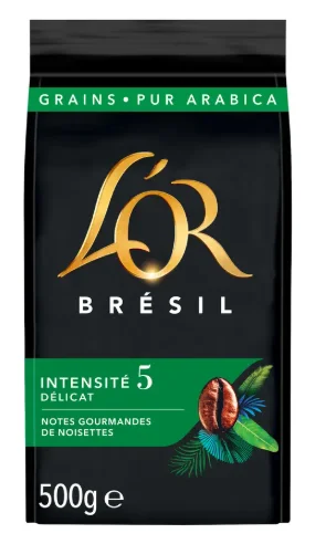 L'OR Café en grains Brésil intensité 5 - Notes gourmandes de noisettes - 500G